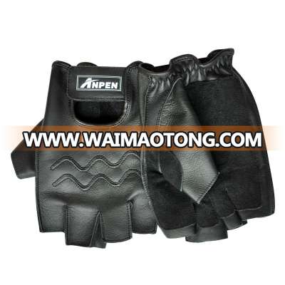 Black Tight Cow Leather Fingerless Gloves